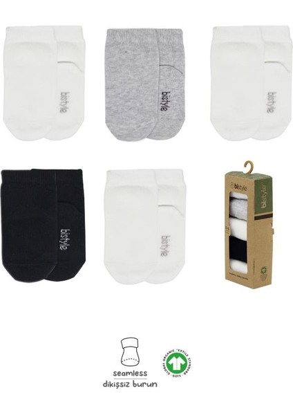 Bistyle 5'li Penye Soket Kutulu Basic Çorap 10131 Gri