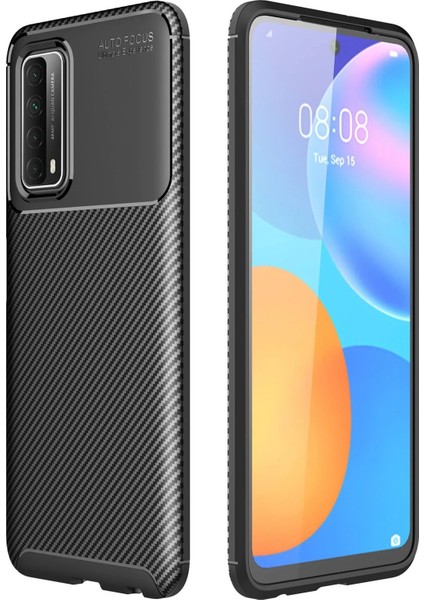 Huawei P Smart 2021 Kılıf Auto Focus Karbon Kapak - Siyah Drstr
