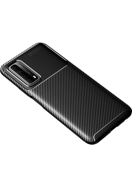 Huawei P Smart 2021 Kılıf Auto Focus Karbon Kapak - Siyah Drstr