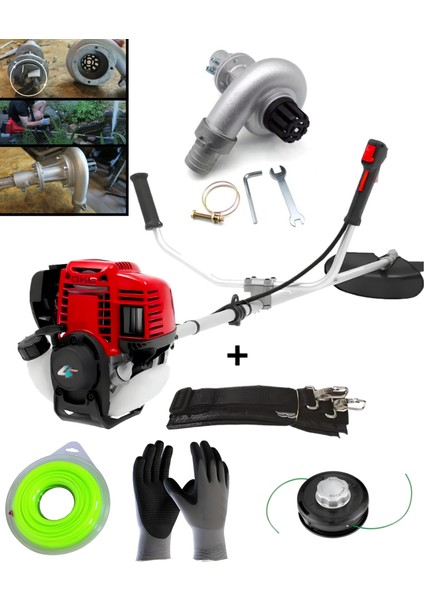 4 Zamanlı Yan Tırpan + Su Kaldırma Pompası Aparatı Çim Biçme Motoru