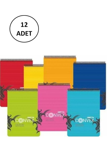 Convex Bloknot A-4 Spiralli Pp Kapak 100 Yaprak Çizgili 12 Adet