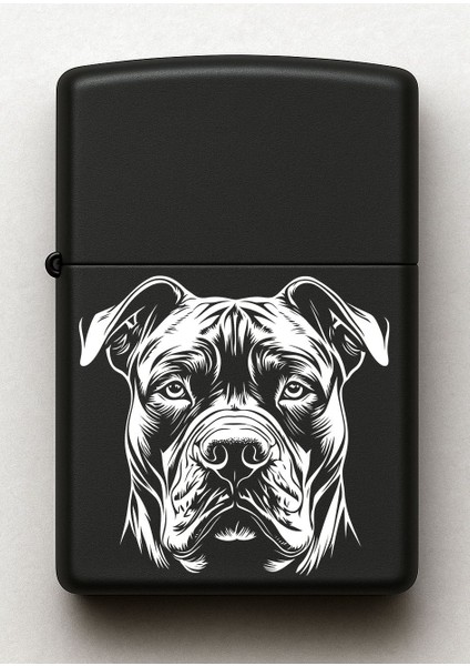 Pit Bull Terrier Desenli Kişiye Özel Isimli Siyah Benzinli Metal Çakmak fiyatları