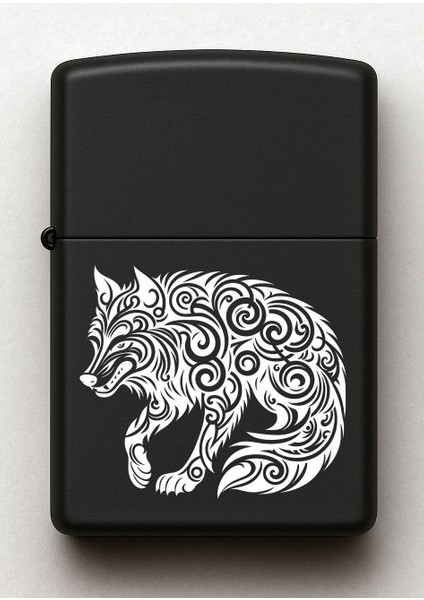 Tribal Kurt Desenli Kişiye Özel Isimli Siyah Benzinli Metal Çakmak 2 fiyatları