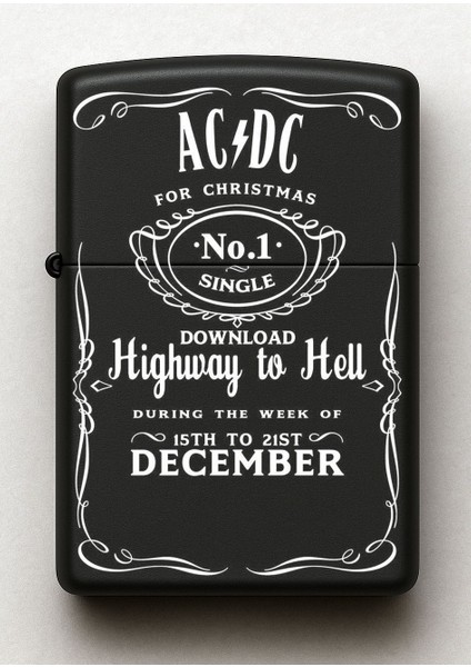 Acdc Desenli Kişiye Özel Isimli Siyah Benzinli Metal Çakmak fiyatları