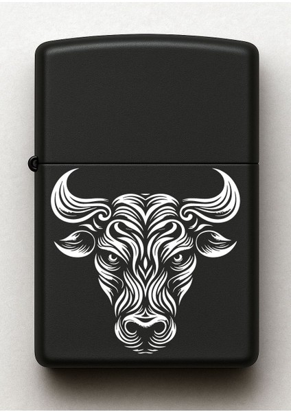 Boğa Desenli Kişiye Özel Isimli Siyah Benzinli Metal Çakmak fiyatları
