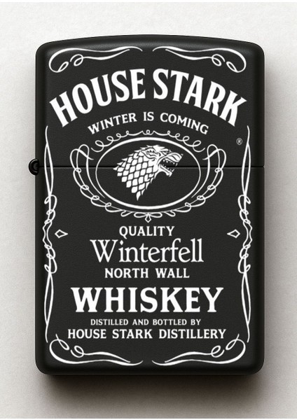 House Stark Got Desenli Kişiye Özel Isimli Siyah Benzinli Metal Çakmak fiyatları