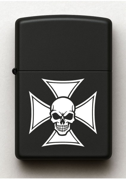 Svastika Kurukafa Desenli Kişiye Özel Isimli Siyah Benzinli Metal Çakmak fiyatları