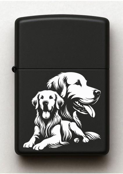 Golden Köpek Desenli Kişiye Özel Isimli Siyah Benzinli Metal Çakmak fiyatları