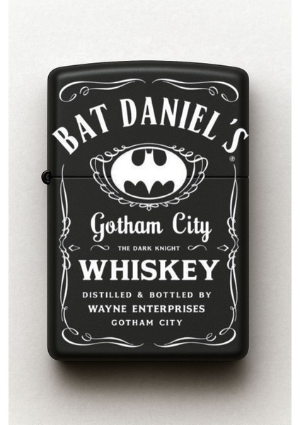 Batman Gotham City Desenli Kişiye Özel Isimli Siyah Benzinli Metal Çakmak fiyatları