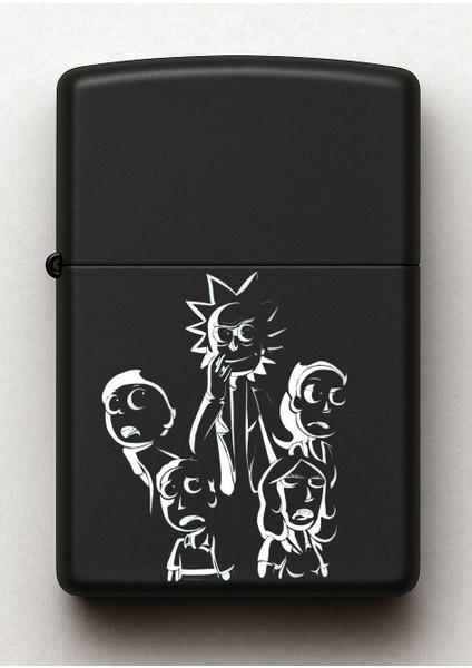 Rick And Morty Night Family Desenli Kişiye Özel Isimli Siyah Benzinli Metal Çakmak fiyatları