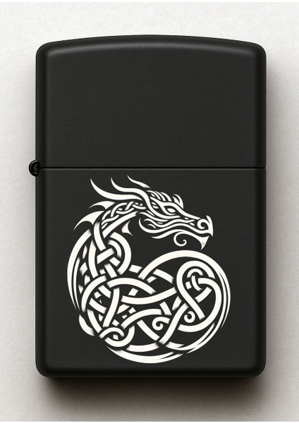 Ejderha Tribal Desenli Kişiye Özel Isimli Siyah Benzinli Metal Çakmak fiyatları
