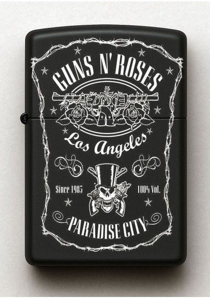 Guns N Roses Desenli Kişiye Özel Isimli Siyah Benzinli Metal Çakmak fiyatları