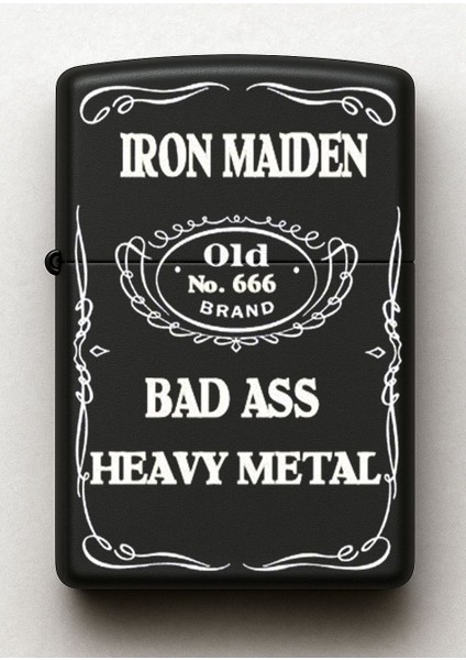 Iron Maiden Desenli Kişiye Özel Isimli Siyah Benzinli Metal Çakmak fiyatları