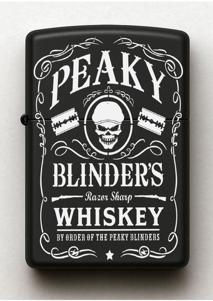 Peaky Blinders Desenli Kişiye Özel Isimli Siyah Benzinli Metal Çakmak fiyatları
