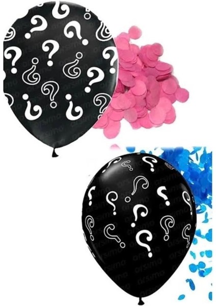 Konfetili Cinsiyet Balonu 18'' 45 cm Siyah Cinsiyet Partisi
