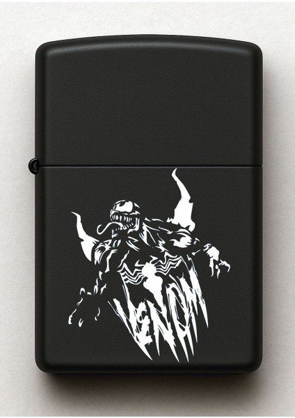 Venom Desenli Kişiye Özel Isimli Siyah Benzinli Metal Çakmak fiyatları