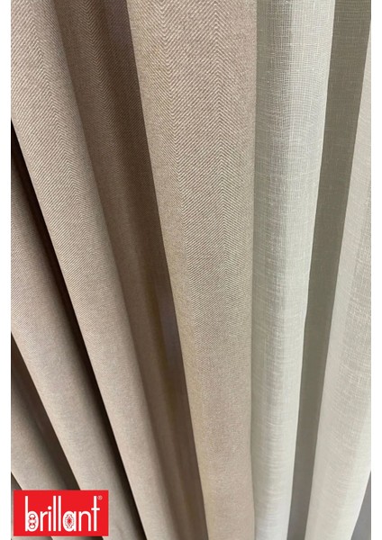 Keten Bej Renk 1/2,5 Normal Pile Kalın Tek Kanat Fon Perde fiyatları
