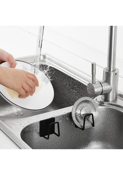 Yapışkanlı Paslanmaz Çelik Bulaşık Sünger Tutucu Bulaşık Süngeri Tutacağı Askı 2 Adet M- Sng1