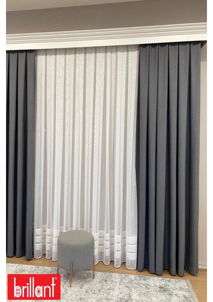 Keten Gri Renk 1/2,5 Normal Pile Kalın Tek Kanat Fon Perde fırsatları