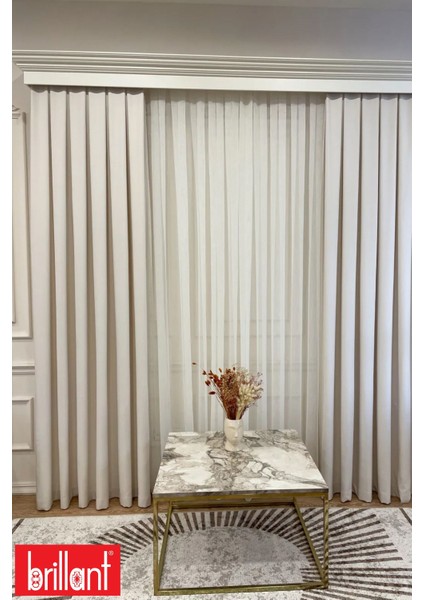 Keten Krem Renk 1/2,5 Normal Pile Kalın Tek Kanat Fon Perde modelleri