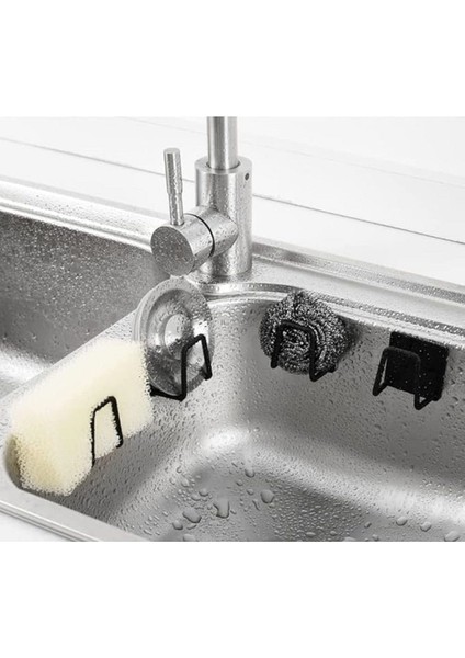 1 Adet Siyah Sünger Askılığı Evye Sünger'liği Banyo Mutfak Düzenleyici Musluk Yanı Sünger'lik M-Sng1