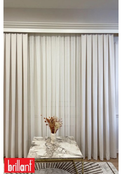 Keten Krem Renk 1/2,5 Normal Pile Kalın Tek Kanat Fon Perde fırsatları