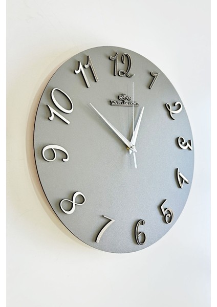 Aynalı Plexiglass Rakamlı Duvar Saati, Sessiz Mekanizma 37X37CM, Antrasit-Gümüş