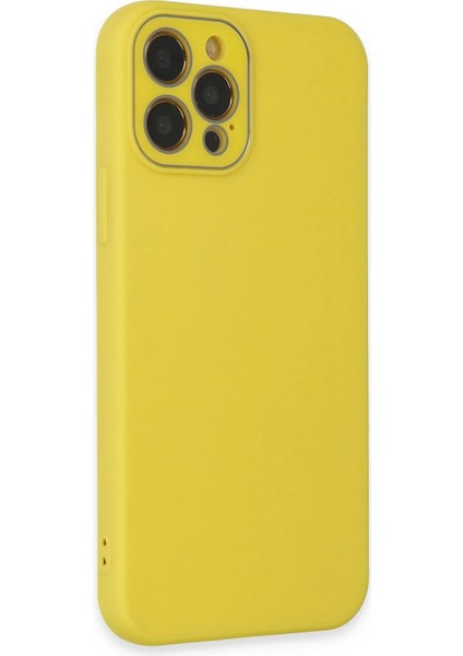 Iphone 12 Pro Kılıf Lansman Glass Kapak - Sarı Drstr