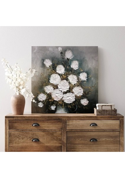 Beyaz Güller Kanvas Tablo modelleri