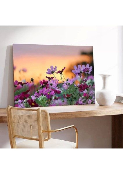 Pembe Çiçekler ve Gökyüzü Kanvas Tablo modelleri