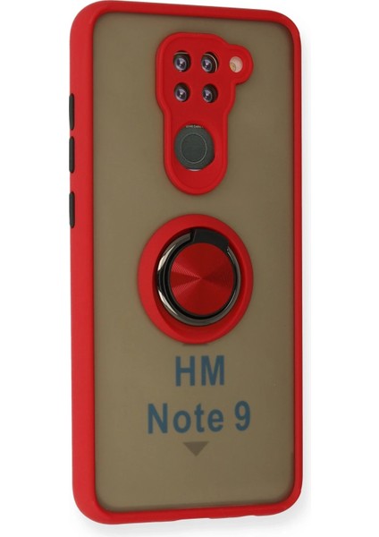 Xiaomi Redmi Note 9 Kılıf Montreal Yüzüklü Silikon Kapak - Kırmızı Drstr