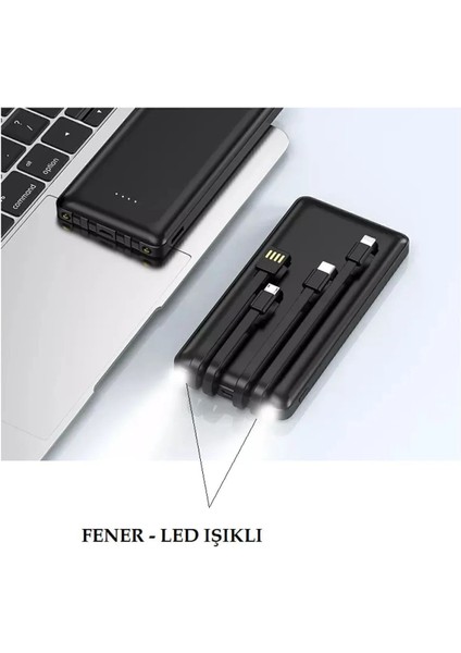 4 Çıkışlı Digital Göstergeli Fenerli 10.000 Mah Powerbank