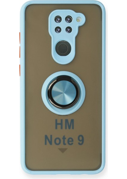 Xiaomi Redmi Note 9 Kılıf Montreal Yüzüklü Silikon Kapak - Buz Mavi Drstr