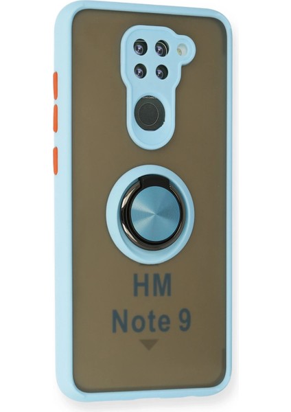 Xiaomi Redmi Note 9 Kılıf Montreal Yüzüklü Silikon Kapak - Buz Mavi Drstr