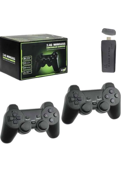4K Game Stick Oyun Konsolu 2.4g Kablosuz Çift Kol Nostaljik Oyunlar