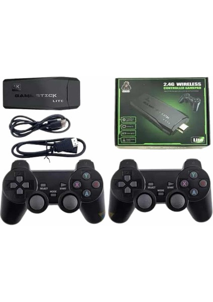 4K Game Stick Oyun Konsolu 2.4g Kablosuz Çift Kol Nostaljik Oyunlar