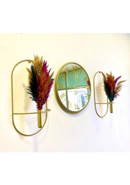 Şık 3'lü Aynalı Duvar Saati Seti, Dekoratif Çiçek Tasarımı fiyatları