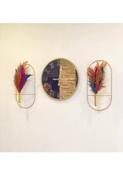 Şık 3'lü Aynalı Duvar Saati Seti, Dekoratif Çiçek Tasarımı modelleri