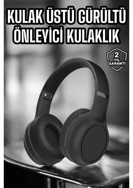 Kulak Üstü Kablosuz Bluetooth Kulaklık Gürültü Önleyici Ayarlanabilir