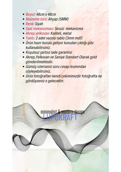 Şık Bohem Ahşap Duvar Saati, Siyah Renkli Dekoratif Tasarım modelleri