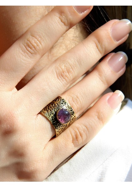 Doğal Taş Ametist Doğal Taşlı Ayarlanabilir Antik Kadın Yüzük EUY68AMT fiyatları