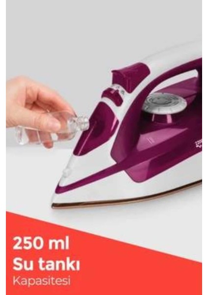 Seramik Tabanlı Kırmızı 2200 Watt Şok Buharlı Ütü
