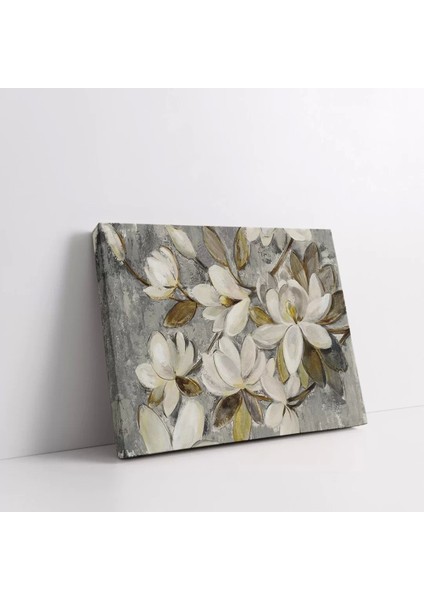Beyaz ve Altın Çiçekler Kanvas Tablo fiyatları