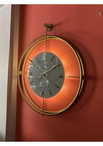 Modern Metal Duvar Saati, Pilli Led, Büyük Boy, Gold-Beyaz Renk, Şık Tasarım fiyatları