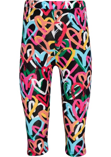 Graffiti Hearts Kız Çocuk Baskılı Diz Altı Tayt Kapri