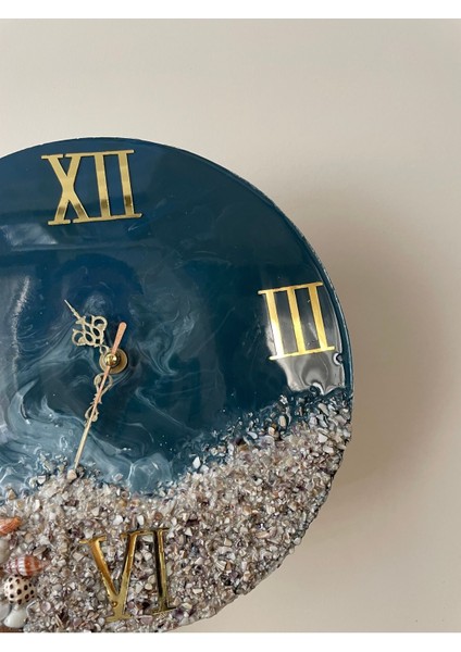 Mavi Epoksi Saat, Okyanus Temalı, Şık ve Modern Dekorasyon Parçası fiyatları