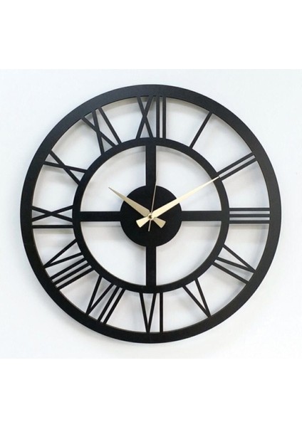 Siyah Ahşap 50CM Dekoratif Duvar Saati, Şık ve Modern Tasarım