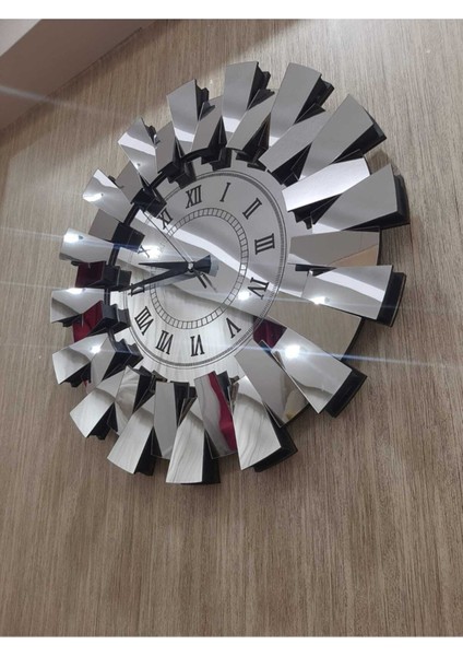 3D Piyano Model Aynalı Duvar Saati Roma Rakamlı Gümüş Renk fırsatları