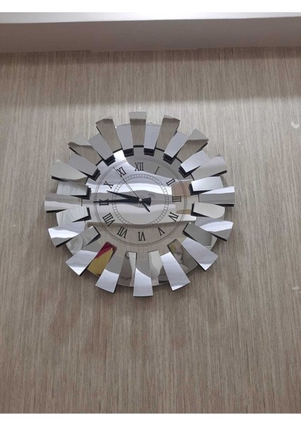 3D Piyano Model Aynalı Duvar Saati Roma Rakamlı Gümüş Renk indirimleri