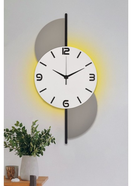 Ahşap Işıklı Beyaz Duvar Saati 30X65 Cm, Modern ve Şık Tasarım